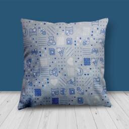 Handmade Alphabet & Teddy Baby Design Blue Cushion. Size 40 X 40cm - 16??? 16??? Cus21 - thumbnail 2