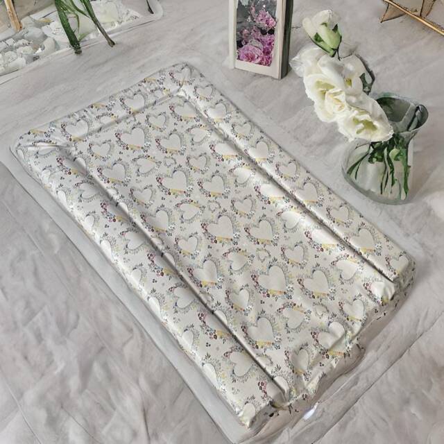 Floral Hearts Baby Changing Mat, Flowery Baby Changing Mat, Flower Love Heart Girly Mat - image 1