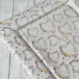Floral Hearts Baby Changing Mat, Flowery Baby Changing Mat, Flower Love Heart Girly Mat - thumbnail 3