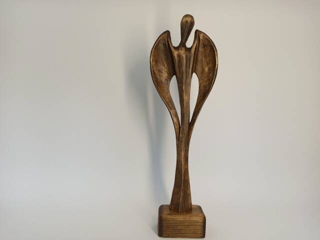 Hand Carved Wooden Angel Sculpture, Figurine Decor - 8.5 - image 1