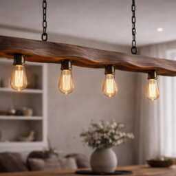 Hand-Carved Reclaimed Wood Pendant Light Rustic Farmhouse Modern Home - thumbnail 2
