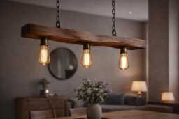 Hand-Carved Reclaimed Wood Pendant Light Rustic Farmhouse Modern Home - thumbnail 1
