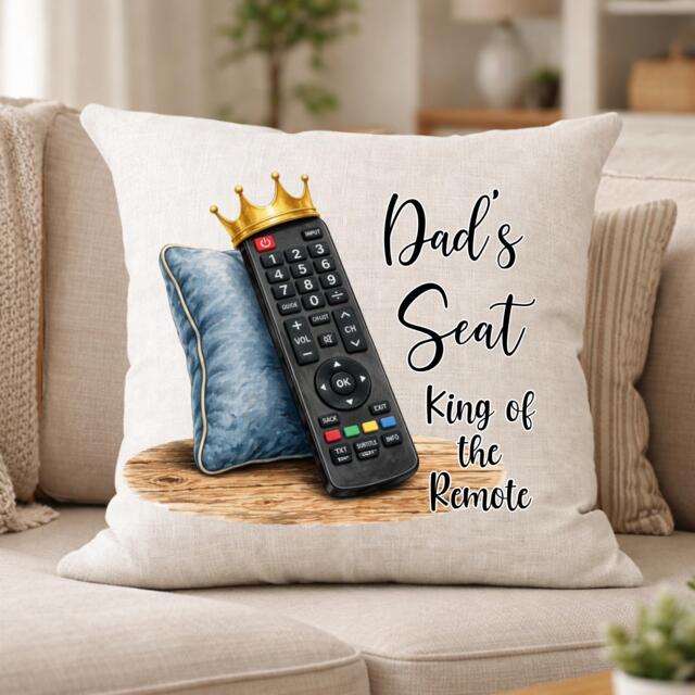 Dad Cushion Funny Gift King Of The Remote Pillow Grandad Uncle Brother Sofa UK - image 1