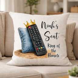 Dad Cushion Funny Gift King Of The Remote Pillow Grandad Uncle Brother Sofa UK - thumbnail 4
