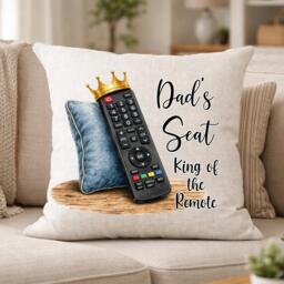 Dad Cushion Funny Gift King Of The Remote Pillow Grandad Uncle Brother Sofa UK - thumbnail 1