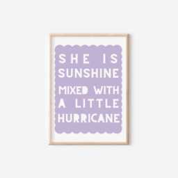 Sunshine Hurricane Girl Print, Purple Nursery Decor - thumbnail 2
