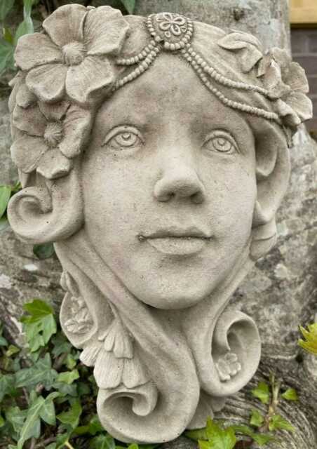 Art Deco Lady Wall Planter Statue - Reconstituted Stone Outdoor Garden Ornament - image 1