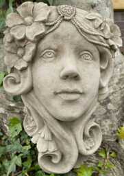Art Deco Lady Wall Planter Statue - Reconstituted Stone Outdoor Garden Ornament - thumbnail 1