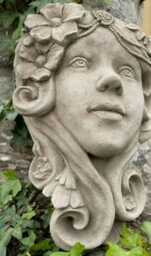 Art Deco Lady Wall Planter Statue - Reconstituted Stone Outdoor Garden Ornament - thumbnail 2