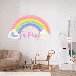 Pastel Rainbow Wall Sticker , Girls Name Decal, Personalised Room Themed Decor Boho - thumbnail 2