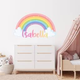 Pastel Rainbow Wall Sticker , Girls Name Decal, Personalised Room Themed Decor Boho - thumbnail 3
