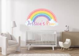 Pastel Rainbow Wall Sticker , Girls Name Decal, Personalised Room Themed Decor Boho - thumbnail 1