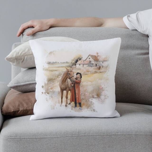 Custom Pet Portrait Pillow - Personalised Watercolour Painting From Your Photo - Gifts For Dog Lovers Gift For Owners - image 1