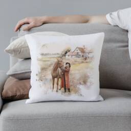 Custom Pet Portrait Pillow - Personalised Watercolour Painting From Your Photo - Gifts For Dog Lovers Gift For Owners - thumbnail 1