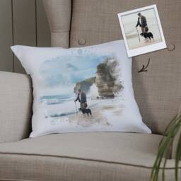 Custom Pet Portrait Pillow - Personalised Watercolour Painting From Your Photo - Gifts For Dog Lovers Gift For Owners - thumbnail 2