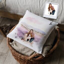 Custom Pet Portrait Pillow - Personalised Watercolour Painting From Your Photo - Gifts For Dog Lovers Gift For Owners - thumbnail 3