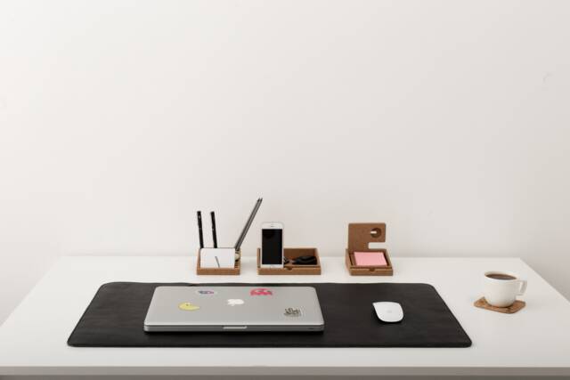 Large Leather Laptop Mat/Leather & Felt Desk Pad Computer Pad Desk Organizer - image 1