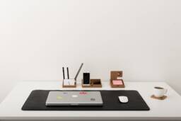 Large Leather Laptop Mat/Leather & Felt Desk Pad Computer Pad Desk Organizer - thumbnail 1