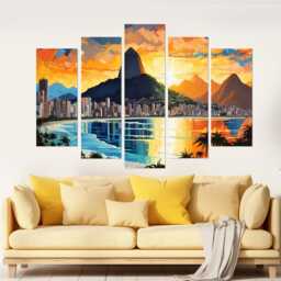 Abstract Rio De Janeiro Canvas Print, Brazil Wall Art, Skyline, Painting, Art - thumbnail 2