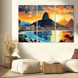 Abstract Rio De Janeiro Canvas Print, Brazil Wall Art, Skyline, Painting, Art - thumbnail 4