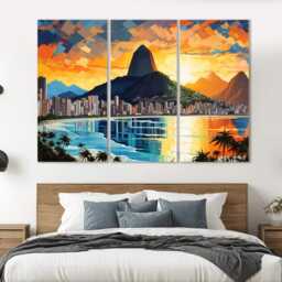 Abstract Rio De Janeiro Canvas Print, Brazil Wall Art, Skyline, Painting, Art - thumbnail 3