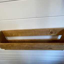 Rustic Wall Mounted Shoe Rack - Wood Kids Trainer Shelf - Dark Oak - thumbnail 4