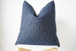 White Indigo Striped Pillow Cover - thumbnail 1
