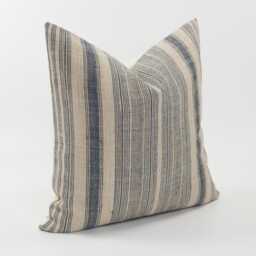 Vintage Hill Tribe Hemp Pillow Cover, Woven Striped Hmong Cushion - thumbnail 3