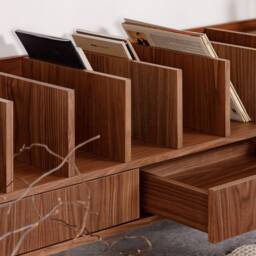 "Open Cabinet For Vinyl Records & Books Walnut ""Poppy" - thumbnail 4