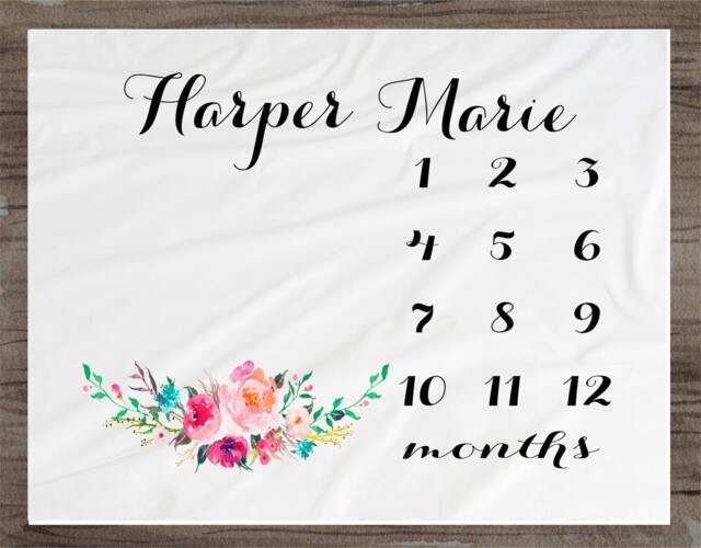 Baby Milestone Blanket Month Growth Tracker Fleece Shower Tribal Newborn Gift - image 1
