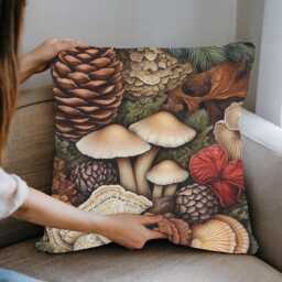 Witchy Treasures Woven Pillow Toadstool Tapestry Cushion Dark Cottagecore Home Decor Modern Farmhouse Rustic Cabin Mushroom