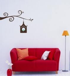 Birdhouse On Branch Wall Decal Custom Vinyl Art - thumbnail 1