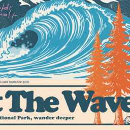 Surf Art Print, Mountain Wave Poster, Retro National Park Style, Eat The - thumbnail 2