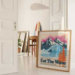 Surf Art Print, Mountain Wave Poster, Retro National Park Style, Eat The - thumbnail 3