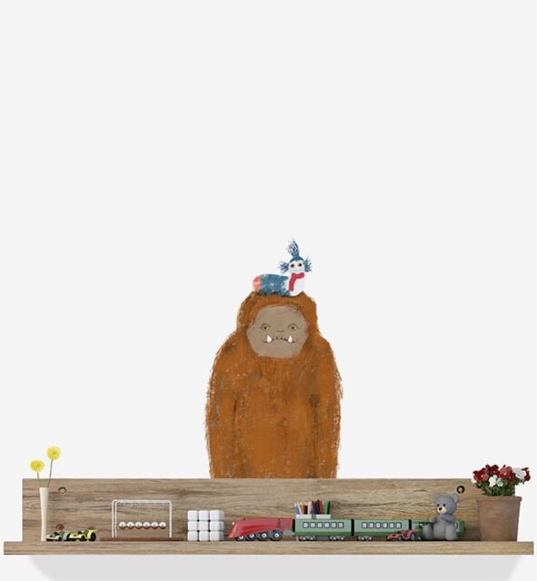 Big Hairy Monster With Caterpillar Wall Sticker Decal - Kids Stickers, Animals Childrens Decals, Room