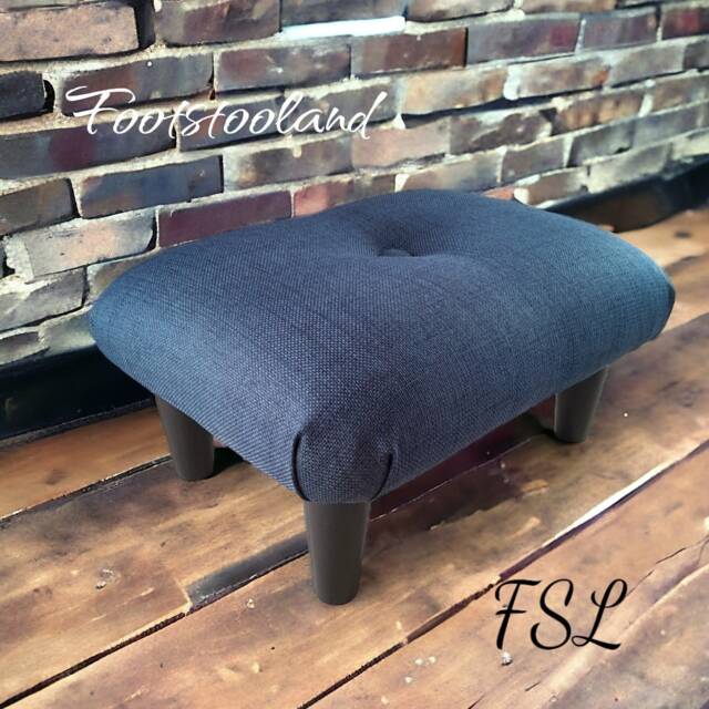Handmade Upholstered Footstool Small Ottoman With Wooden Legs, Up 29 cm Tall - image 1
