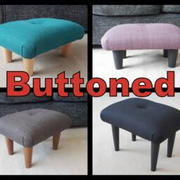 Handmade Upholstered Footstool Small Ottoman With Wooden Legs, Up 29 cm Tall - thumbnail 2