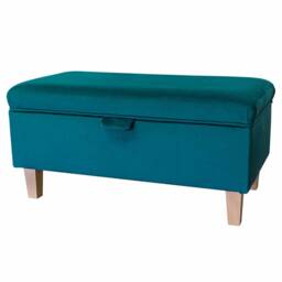 Handmade Teal Velvet 70cm Storage Ottoman - Monaco Fabric Bespoke British Made