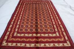 Red 3'3x4'10 Tribal Area Rug - Handmade Afghan Turkmen Khuaja Roshnai Oriental Bokhara Rug, Living Room Kitchen - thumbnail 1