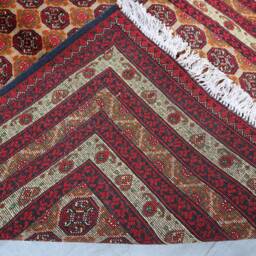 Red 3'3x4'10 Tribal Area Rug - Handmade Afghan Turkmen Khuaja Roshnai Oriental Bokhara Rug, Living Room Kitchen - thumbnail 4