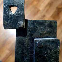 Metal Cat Sculpture Wood Base, Personalized Option - thumbnail 2