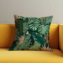 Tropical Leaf Cushion Cover, Monstera & Palm Plant Pillow Green Botanical Throw Case, Custom Made Cover - thumbnail 3
