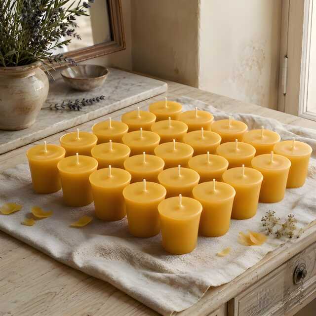 Beeswax Votive Candles Bulk Set Of 25/100% Natural Handcrafted in The Usa Full 2 Oz Wax Votives Wedding Event Party Candle - image 1
