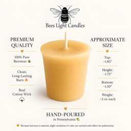 Beeswax Votive Candles Bulk Set Of 25/100% Natural Handcrafted in The Usa Full 2 Oz Wax Votives Wedding Event Party Candle - thumbnail 2