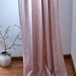 Pink Heavy Linen Curtain Panel Burlap Heading Tape, Living Room - thumbnail 3