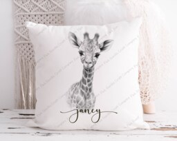 Giraffe Cushion, Giraffe, Girl Gift, Gift For Him, Lover, Mum, Her, Art, Sketch - thumbnail 1