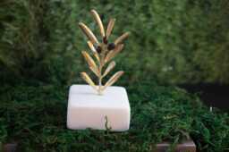 Decorative Olive Tree With Leaves Statue, Handmade Nature-Inspired Centerpiece Symbolic Meaning, Silver Or Oxidized Brass - thumbnail 1