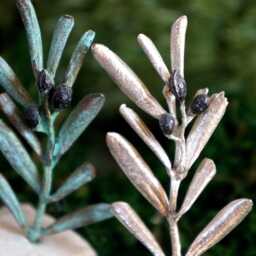Decorative Olive Tree With Leaves Statue, Handmade Nature-Inspired Centerpiece Symbolic Meaning, Silver Or Oxidized Brass - thumbnail 3