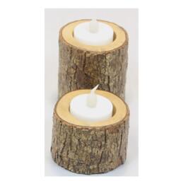 Natural Wood Tea Light Holders - 2. Farmhouse Decor With Tree Bark - thumbnail 2