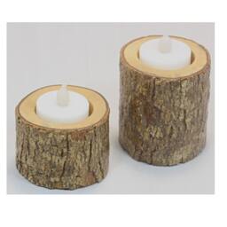 Natural Wood Tea Light Holders - 2. Farmhouse Decor With Tree Bark - thumbnail 1